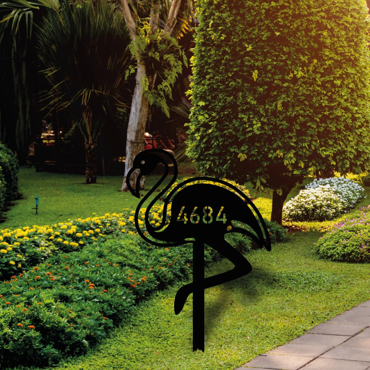 Custom Flamingo Address Garden Stake - BrossHome Metal Wall Art