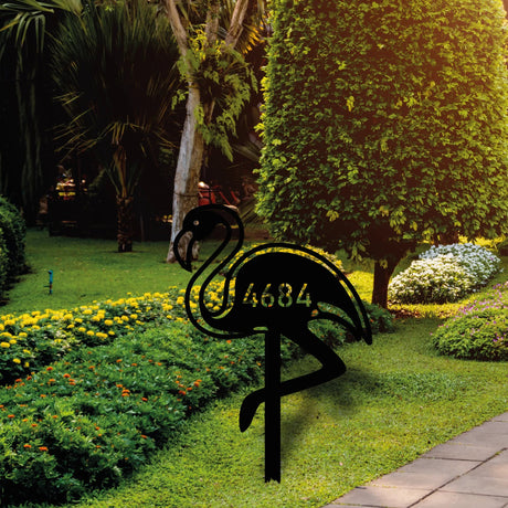 Custom Flamingo Address Garden Stake - BrossHome Metal Wall Art