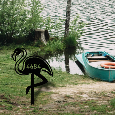 Custom Flamingo Address Garden Stake - BrossHome Metal Wall Art