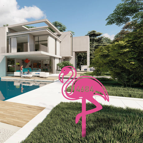 Custom Flamingo Address Garden Stake - BrossHome Metal Wall Art