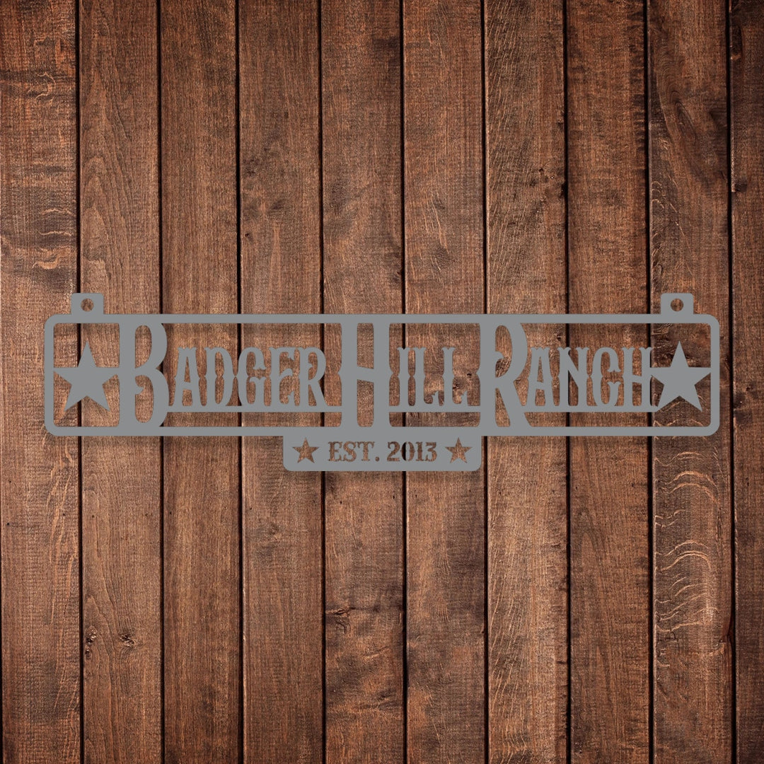 Custom Hanging Ranch Sign - Personalized Metal Outdoor Entrance Plaque with Chains - BrossHome Metal Wall Art