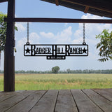 Custom Hanging Ranch Sign - Personalized Metal Outdoor Entrance Plaque with Chains - BrossHome Metal Wall Art