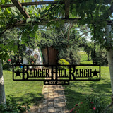 Custom Hanging Ranch Sign - Personalized Metal Outdoor Entrance Plaque with Chains - BrossHome Metal Wall Art