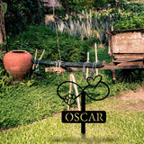 Custom Heart and Paws Stake Metal Garden Sign - BrossHome Metal Wall Art