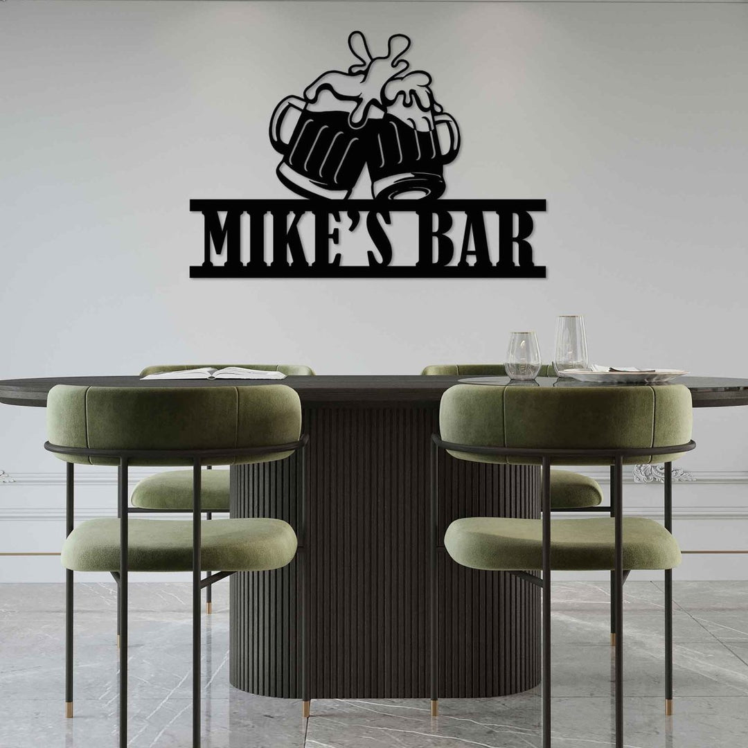 Custom Metal Bar Sign with Beer Mugs - BrossHome Metal Wall Art