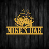 Custom Metal Bar Sign with Beer Mugs - BrossHome Metal Wall Art