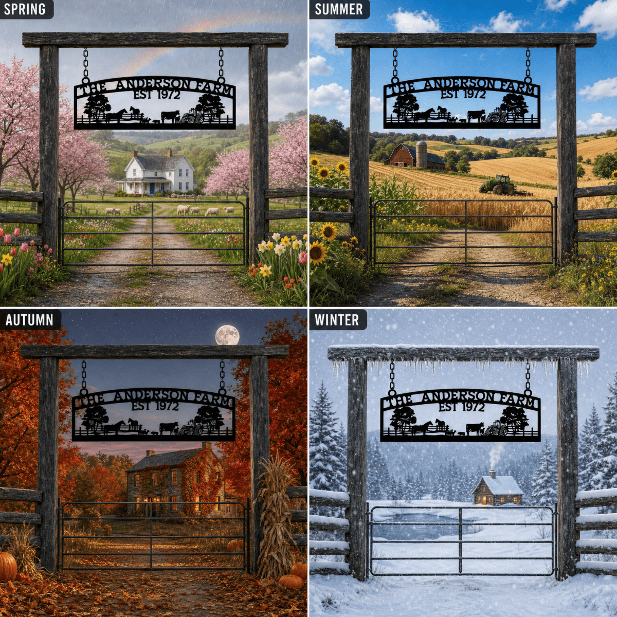 Custom Metal Farm Sign – The Anderson Farm – Established 1972 - BrossHome Metal Wall Art