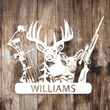 Custom Metal Hunting Sign - Personalized Deer and Archery Design Outdoor Decor with Family Name - BrossHome Metal Wall Art