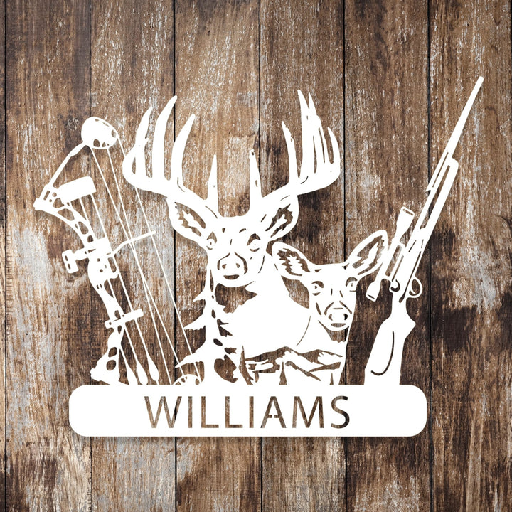 Custom Metal Hunting Sign - Personalized Deer and Archery Design Outdoor Decor with Family Name - BrossHome Metal Wall Art