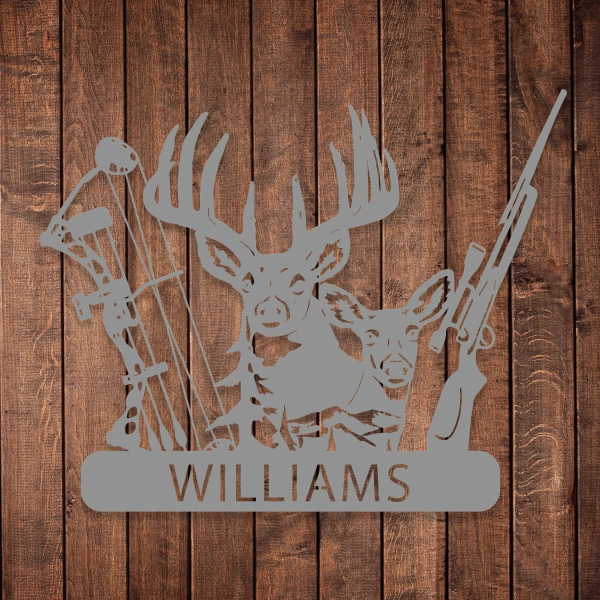Custom Metal Hunting Sign - Personalized Deer and Archery Design Outdoor Decor with Family Name - BrossHome Metal Wall Art