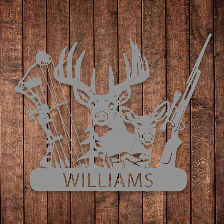 Custom Metal Hunting Sign - Personalized Deer and Archery Design Outdoor Decor with Family Name - BrossHome Metal Wall Art