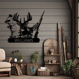 Custom Metal Hunting Sign - Personalized Deer and Archery Design Outdoor Decor with Family Name - BrossHome Metal Wall Art