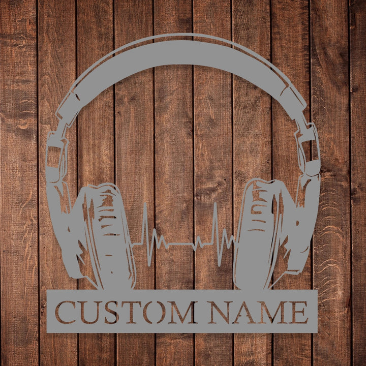 Custom Metal Wall Art Decor - Personalized Headphone Design for Music Lovers with Name Plate - BrossHome Metal Wall Art