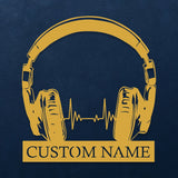 Custom Metal Wall Art Decor - Personalized Headphone Design for Music Lovers with Name Plate - BrossHome Metal Wall Art