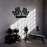 Custom Metal Wall Checkered Flag Sign - BrossHome Metal Wall Art