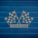 Custom Metal Wall Checkered Flag Sign - BrossHome Metal Wall Art