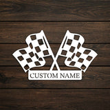 Custom Metal Wall Checkered Flag Sign - BrossHome Metal Wall Art