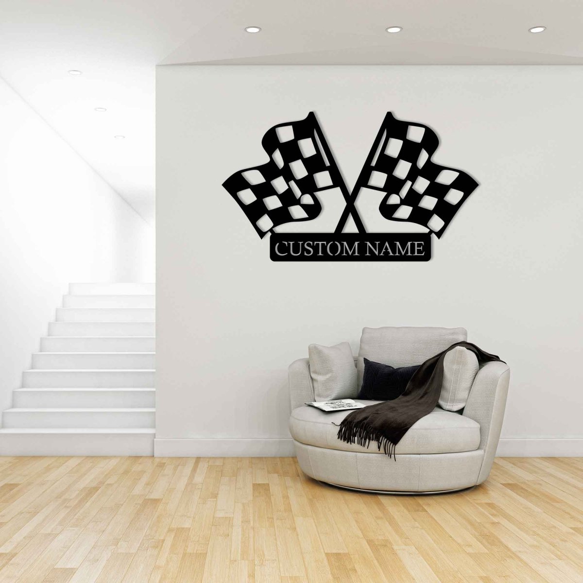 Custom Metal Wall Checkered Flag Sign - BrossHome Metal Wall Art