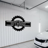 Custom Metal Workshop Sign - Personalized Gear Design Wall Art for Dad's Garage or Shop - BrossHome Metal Wall Art
