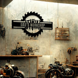 Custom Metal Workshop Sign - Personalized Gear Design Wall Art for Dad's Garage or Shop - BrossHome Metal Wall Art