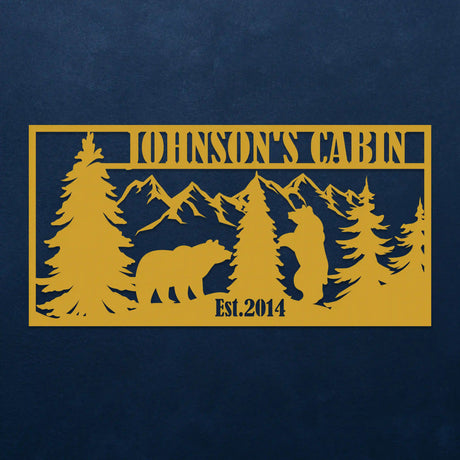Custom Mountain Bear Lodge Sign - BrossHome Metal Wall Art