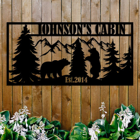 Custom Mountain Bear Lodge Sign - BrossHome Metal Wall Art