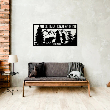 Custom Mountain Bear Lodge Sign - BrossHome Metal Wall Art