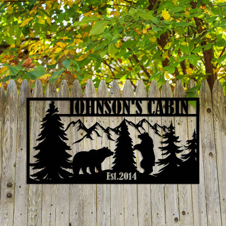 Custom Mountain Bear Lodge Sign - BrossHome Metal Wall Art