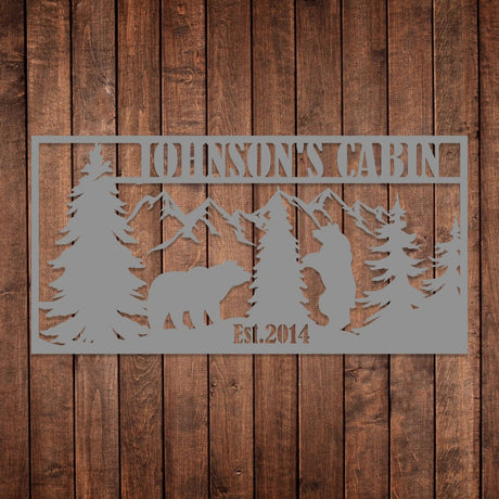 Custom Mountain Bear Lodge Sign - BrossHome Metal Wall Art
