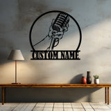 Custom microphone metal sign - perfect personalized gift for musicians and music lovers.