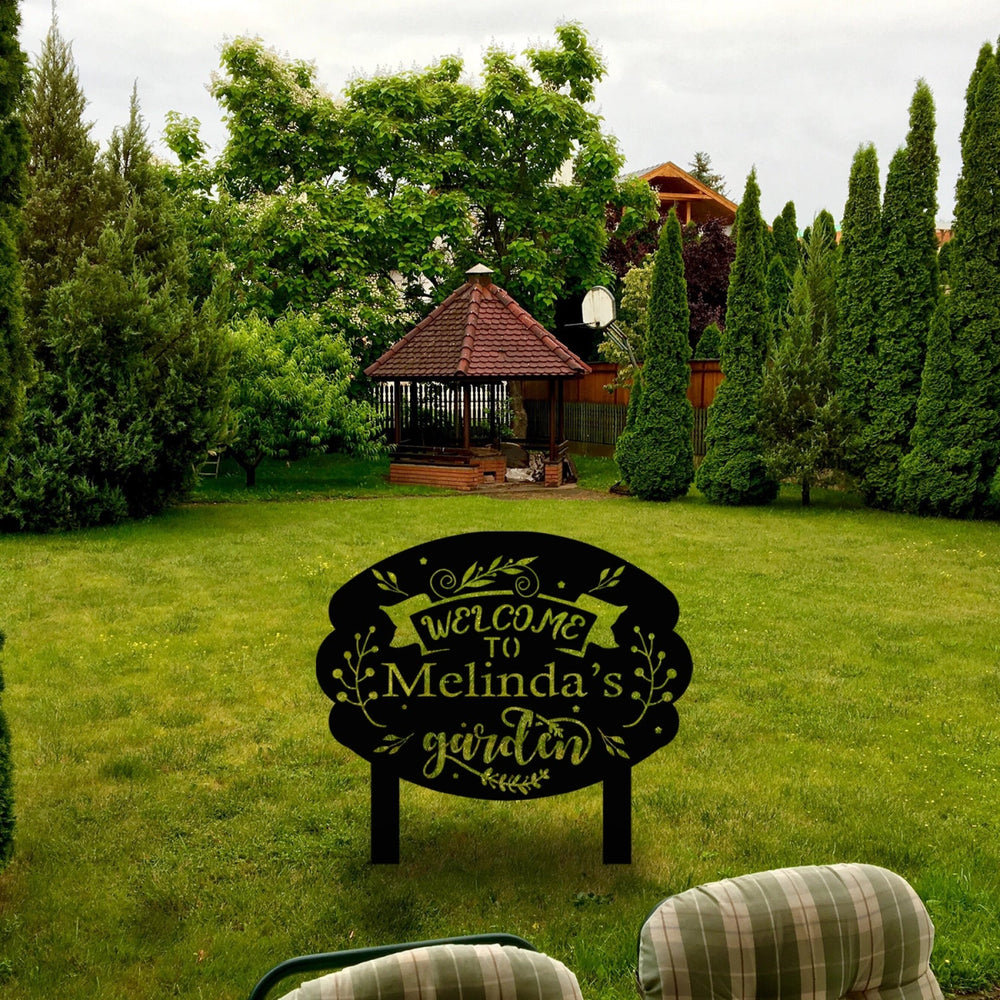 Customizable Garden Sign with Welcome Text - BrossHome Metal Wall Art