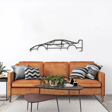 F40 Car Silhouette Metal Wall Art - BrossHome Metal Wall Art