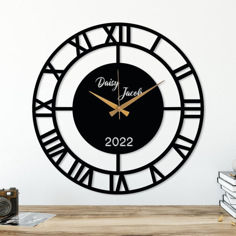 Family Name Wall Clock - BrossHome Metal Wall Art