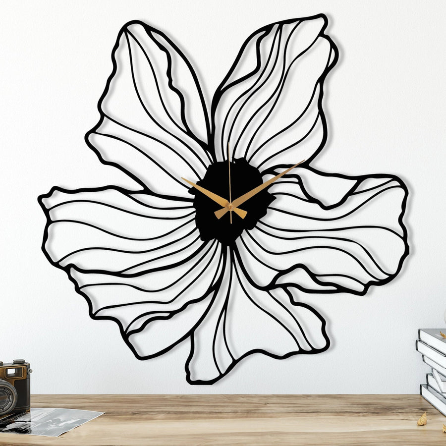 FLOWER SHAPED METAL WALL CLOCK - BrossHome Metal Wall Art