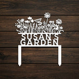 Flowery Custom Stake Metal Garden Sign - BrossHome Metal Wall Art