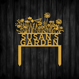 Flowery Custom Stake Metal Garden Sign - BrossHome Metal Wall Art
