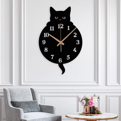 Halloween Black Cat Wall Clock - BrossHome Metal Wall Art
