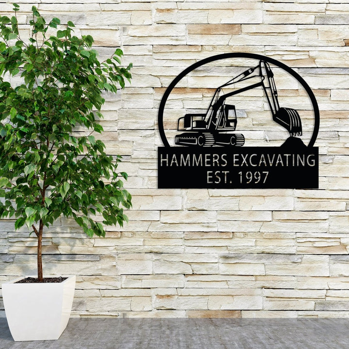 Hammer Excavating Metal Garden Sign - BrossHome Metal Wall Art