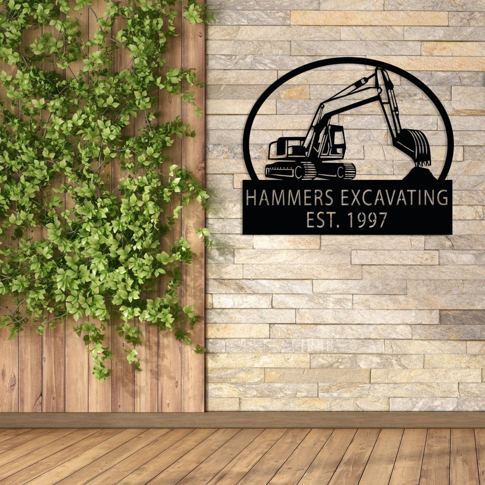 Hammer Excavating Metal Garden Sign - BrossHome Metal Wall Art