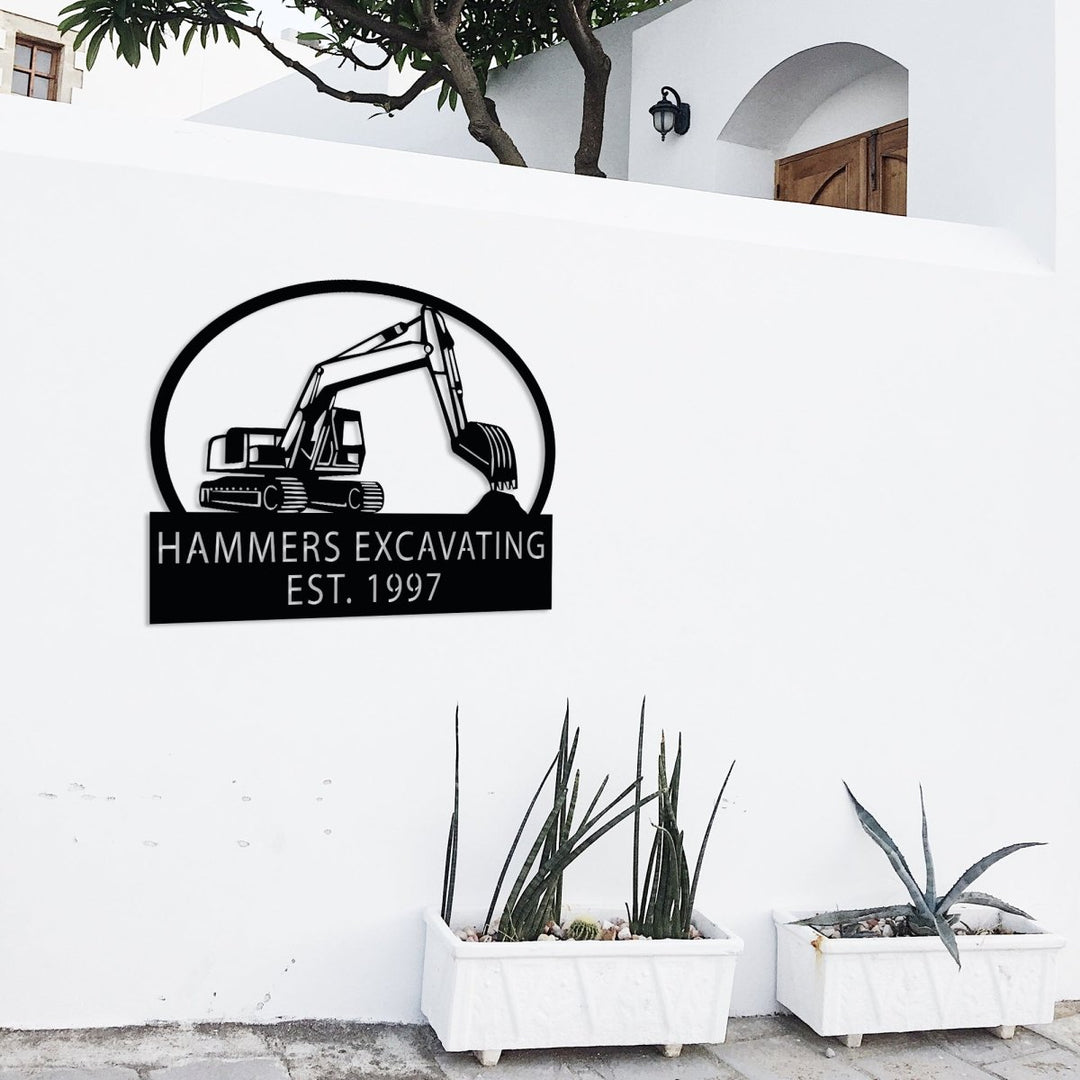 Hammer Excavating Metal Garden Sign - BrossHome Metal Wall Art
