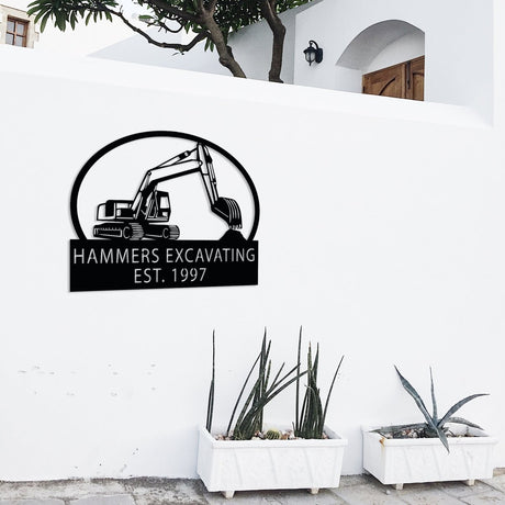 Hammer Excavating Metal Garden Sign - BrossHome Metal Wall Art