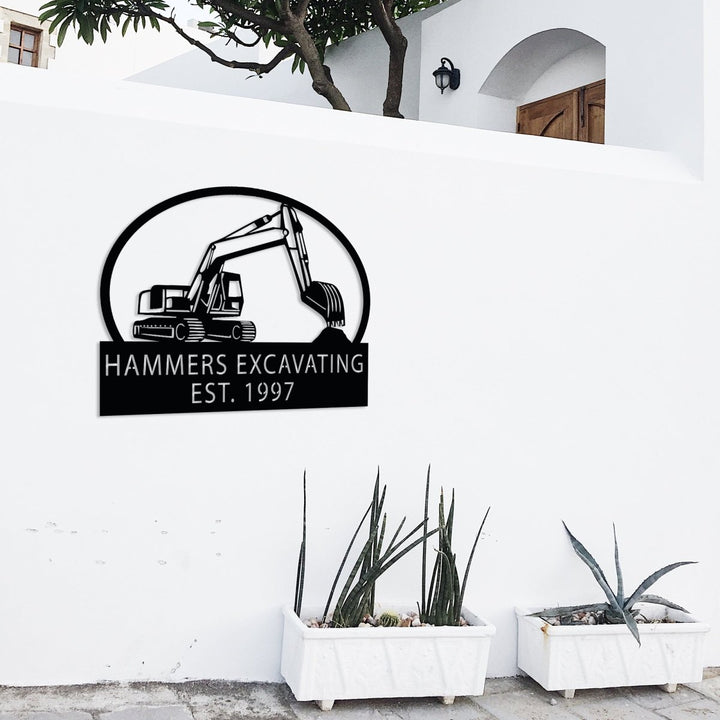 Hammer Excavating Metal Garden Sign - BrossHome Metal Wall Art