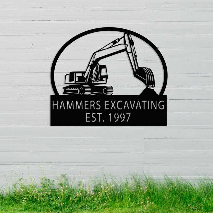 Hammer Excavating Metal Garden Sign - BrossHome Metal Wall Art