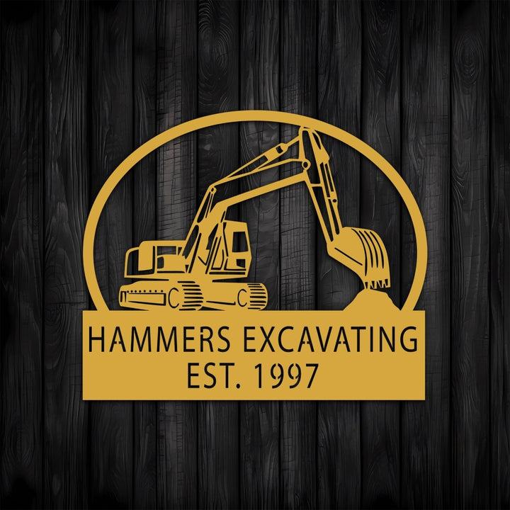 Hammer Excavating Metal Garden Sign - BrossHome Metal Wall Art