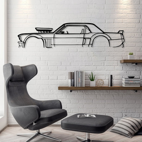 Hoonicorn Mustang (Hoonigan Mustang) Metal Car Silhouette Wall Art - BrossHome Metal Wall Art