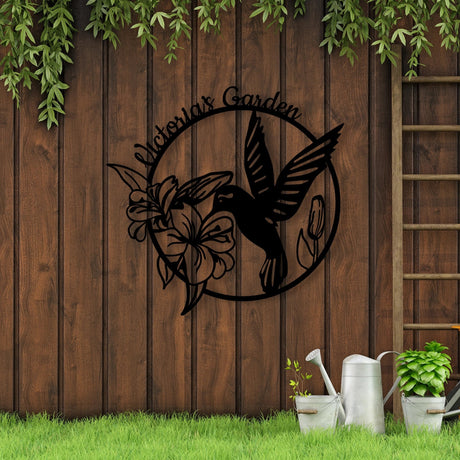 Hummingbird Metal Garden Sign Decor - BrossHome Metal Wall Art