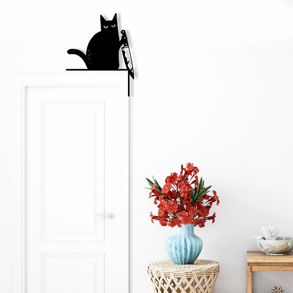 Knife Cat Metal Wall Decor - Mischievous Cat - BrossHome Metal Wall Art