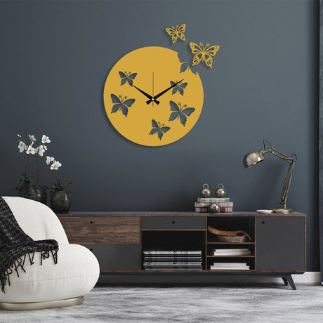 Large Butterfly Wall Clock - BrossHome Metal Wall Art