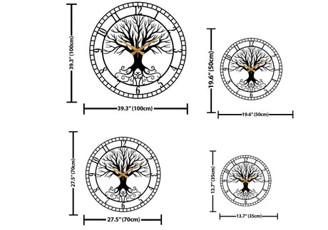 Large Tree of Life Wall Clock - BrossHome Metal Wall Art