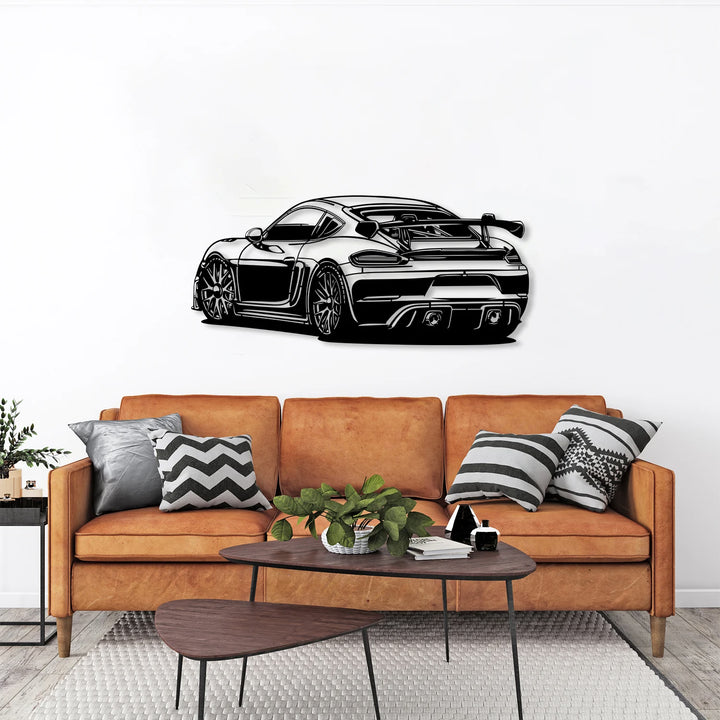 Cayman 718 GT4 RS Car Silhouette Metal Wall Art